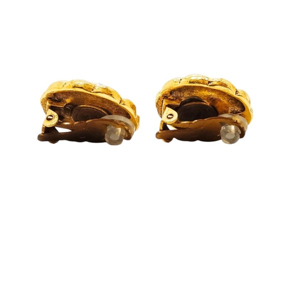 Authentic Chanel 24k Gold Plated Clip on Earrings - Picture 2 of 4